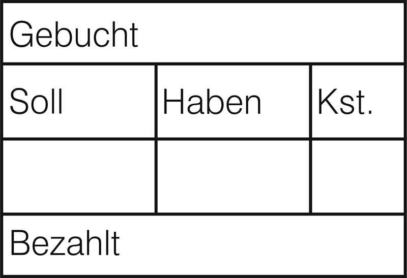 Tabellenstempel Colop Classic Line 2800 mit Lagertext "Gebucht, Soll, Haben, ..."
