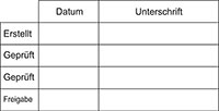 Tabellenstempel Colop Expert Line 3900 mit Lagertext "Erstellt, Gepr�ft, Freigabe, ..."