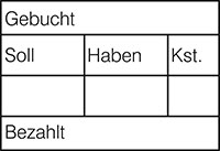 Tabellenstempel Colop Classic Line 2800 mit Lagertext "Gebucht, Soll, Haben, ..."