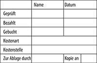 Tabellenstempel Colop Classic Line 2600 mit Lagertext "Gepr�ft, Bezahlt, Gebucht, ..."